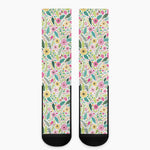 Girly Spring Flower Pattern Print Crew Socks