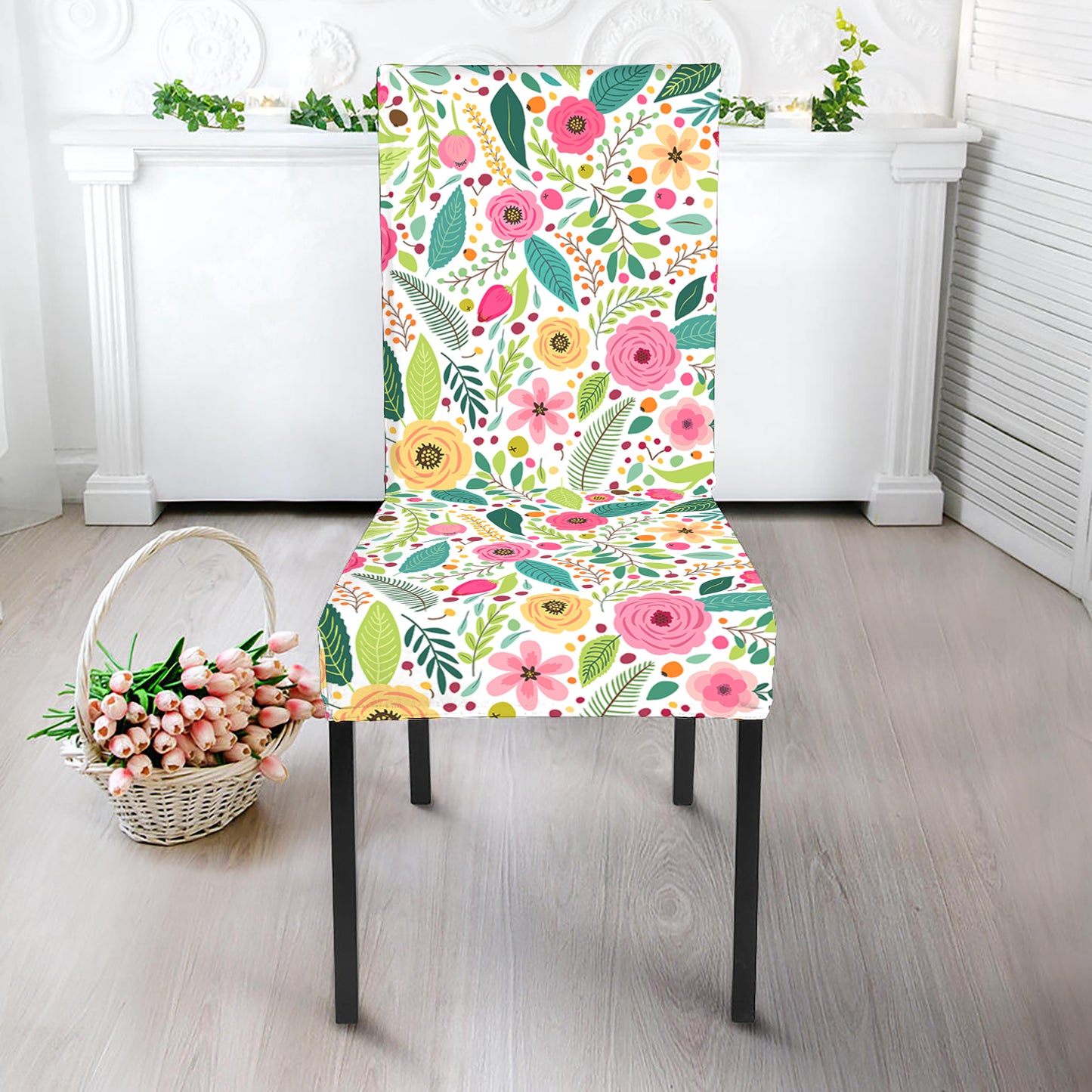Girly Spring Flower Pattern Print Dining Chair Slipcover