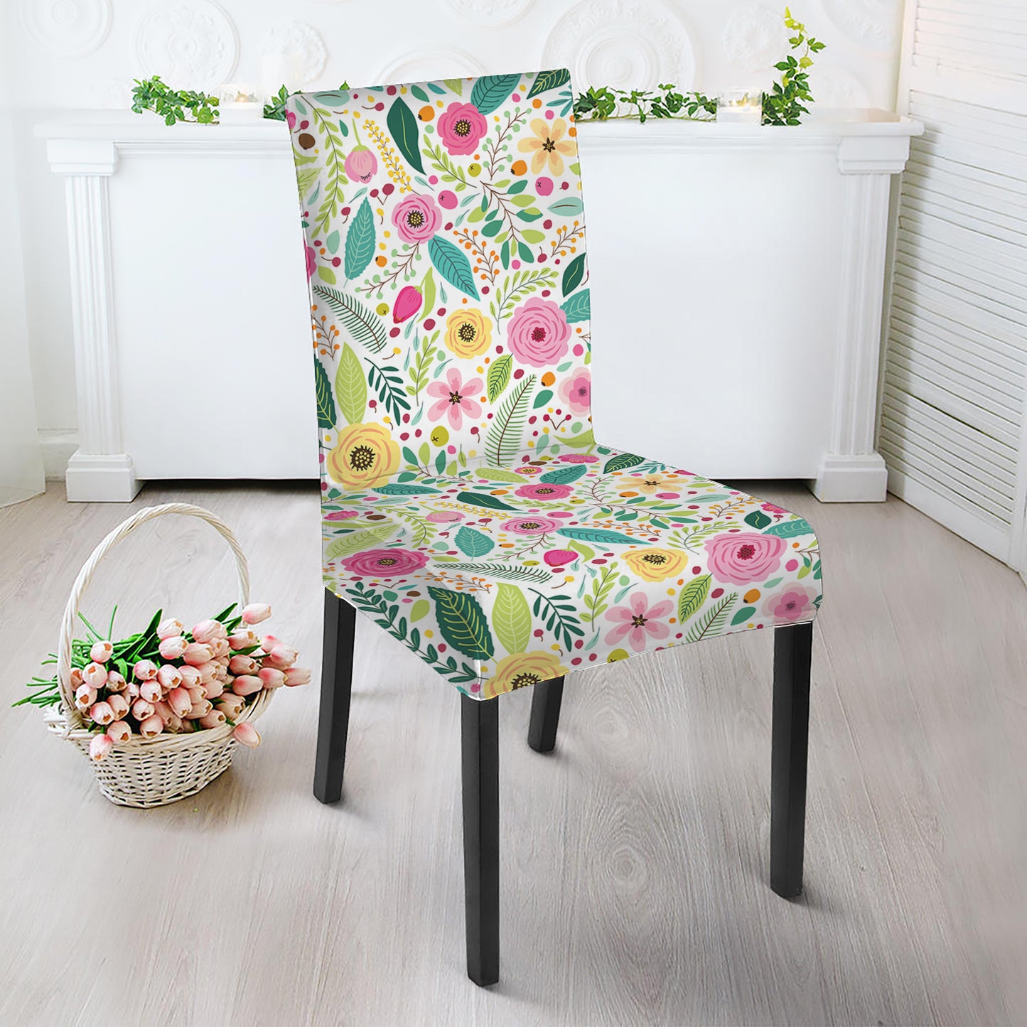 Girly Spring Flower Pattern Print Dining Chair Slipcover
