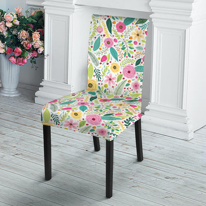 Girly Spring Flower Pattern Print Dining Chair Slipcover