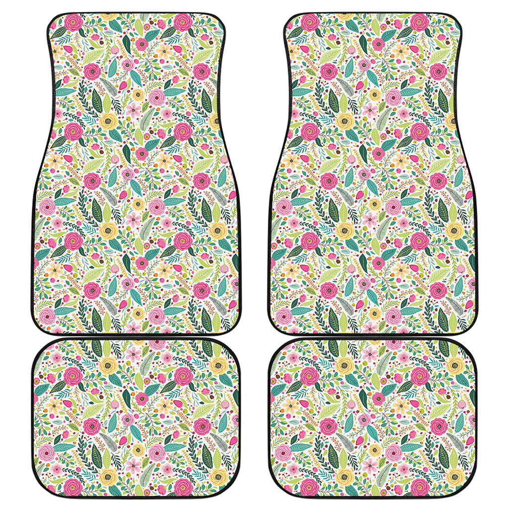 Girly Spring Flower Pattern Print Front and Back Car Floor Mats
