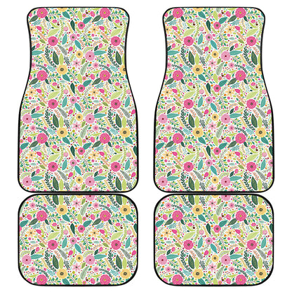 Girly Spring Flower Pattern Print Front and Back Car Floor Mats