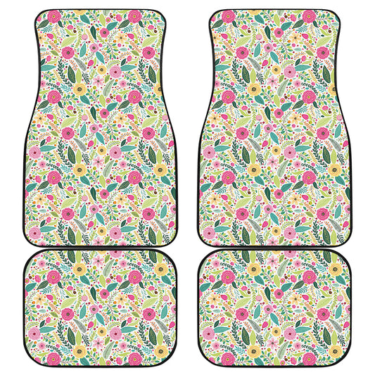 Girly Spring Flower Pattern Print Front and Back Car Floor Mats