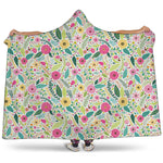 Girly Spring Flower Pattern Print Hooded Blanket