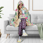 Girly Spring Flower Pattern Print Hooded Blanket