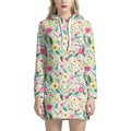 Girly Spring Flower Pattern Print Pullover Hoodie Dress