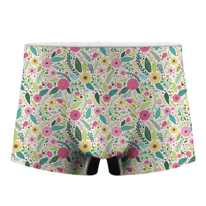 Girly Spring Flower Pattern Print Men's Boxer Briefs