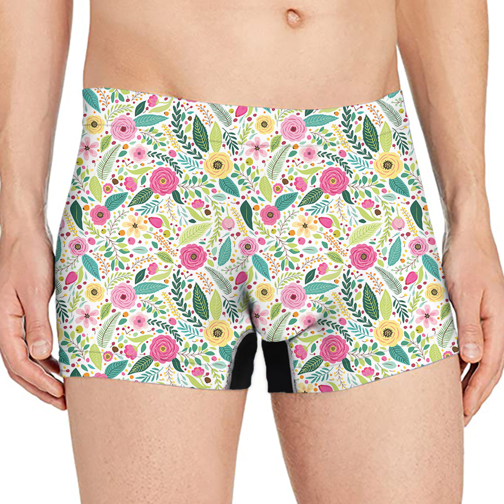 Girly Spring Flower Pattern Print Men's Boxer Briefs