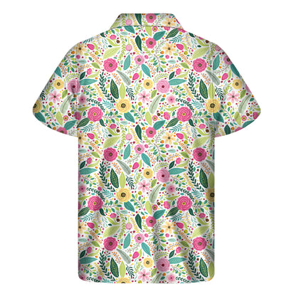 Girly Spring Flower Pattern Print Men's Short Sleeve Shirt