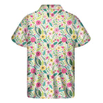 Girly Spring Flower Pattern Print Men's Short Sleeve Shirt