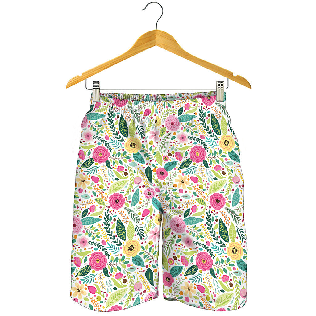 Girly Spring Flower Pattern Print Men's Shorts
