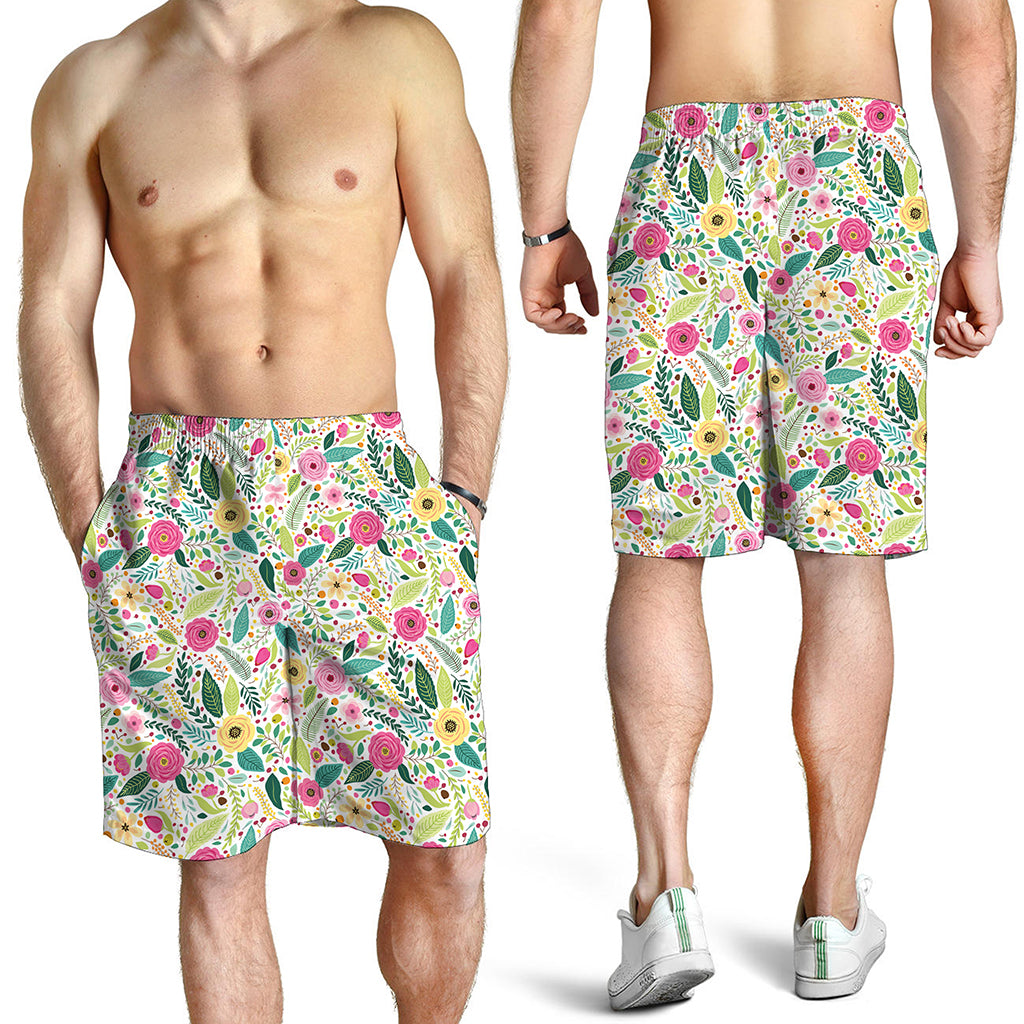 Girly Spring Flower Pattern Print Men's Shorts