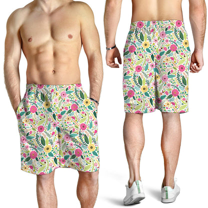 Girly Spring Flower Pattern Print Men's Shorts