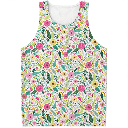 Girly Spring Flower Pattern Print Men's Tank Top