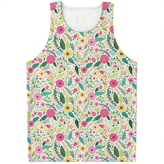 Girly Spring Flower Pattern Print Men's Tank Top