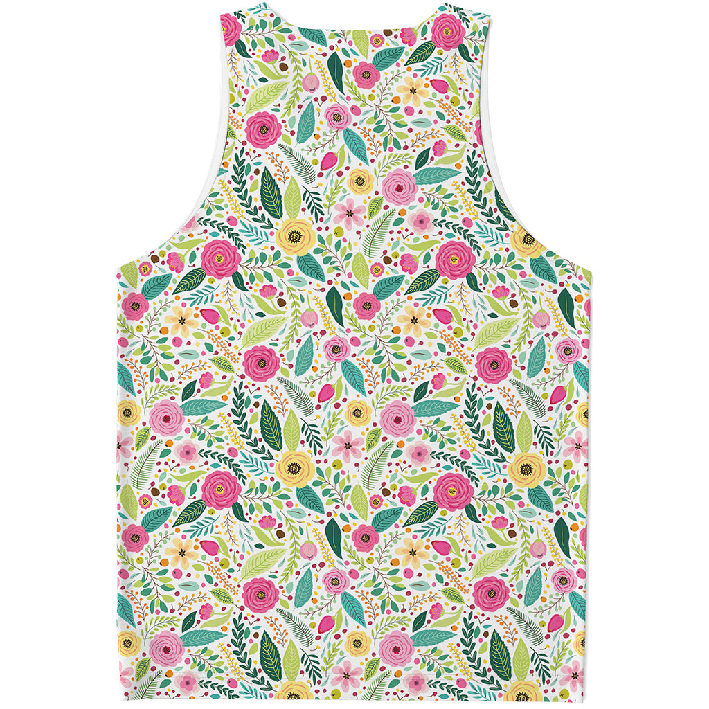 Girly Spring Flower Pattern Print Men's Tank Top