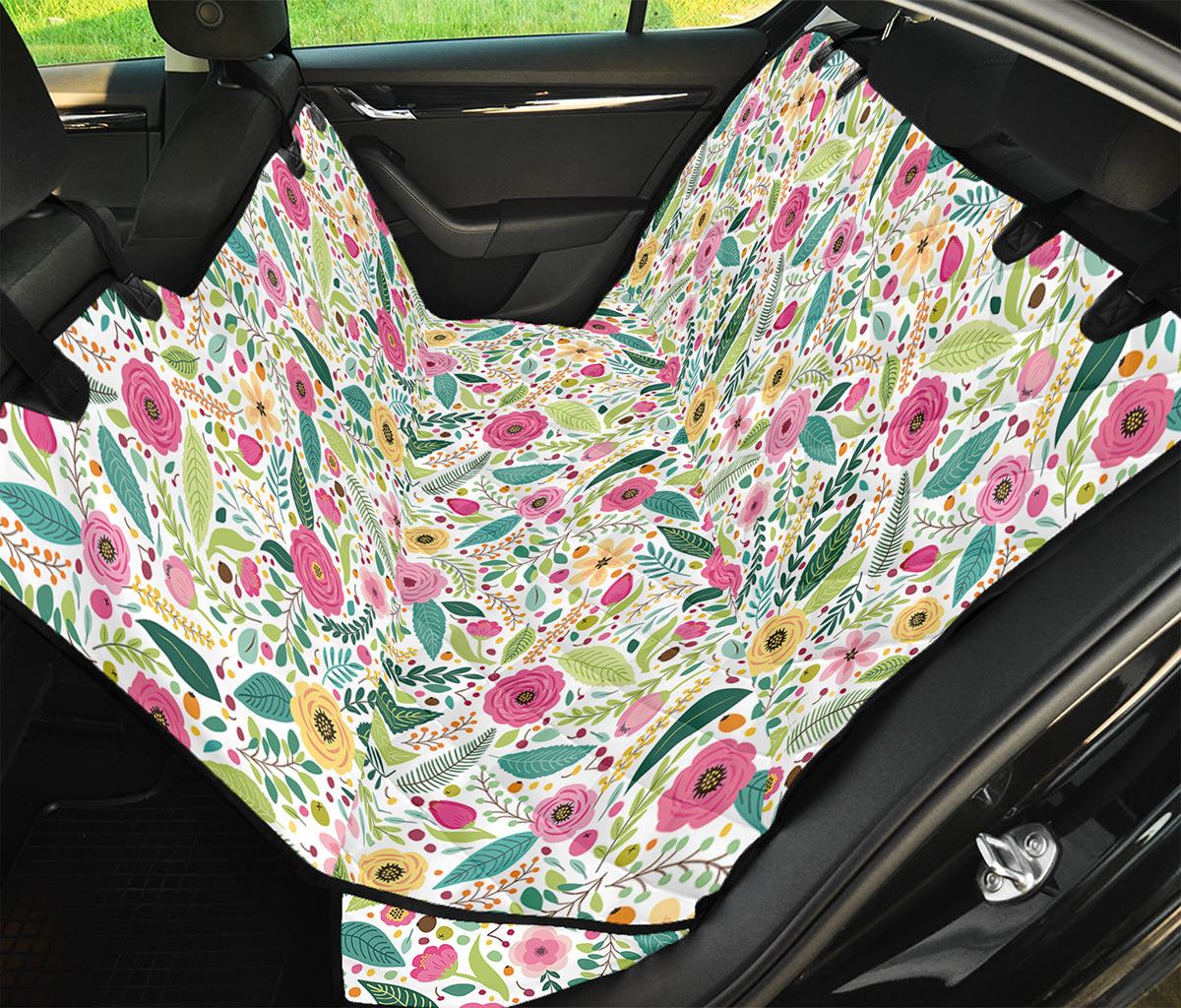 Girly Spring Flower Pattern Print Pet Car Back Seat Cover