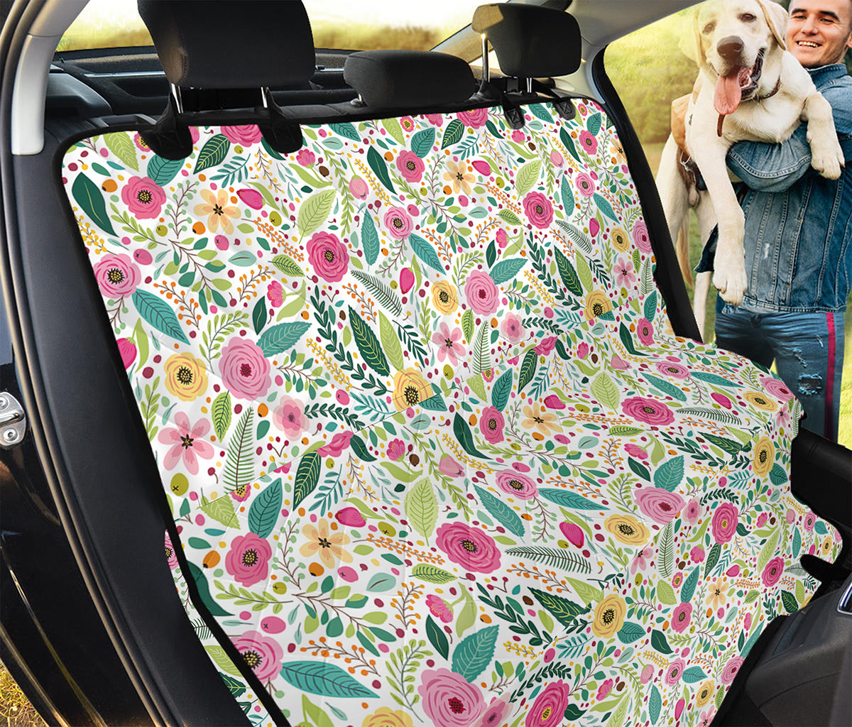 Girly Spring Flower Pattern Print Pet Car Back Seat Cover