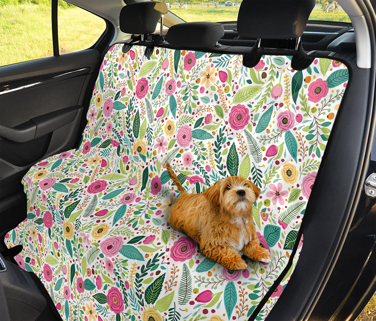 Girly Spring Flower Pattern Print Pet Car Back Seat Cover