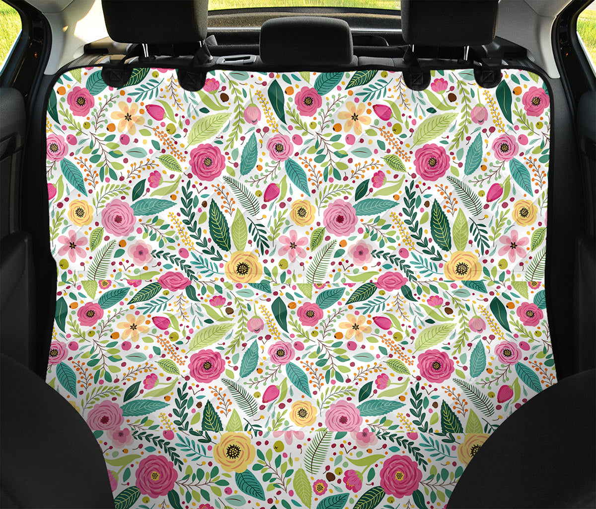 Girly Spring Flower Pattern Print Pet Car Back Seat Cover