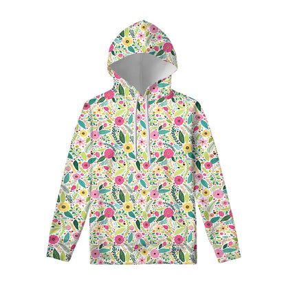 Girly Spring Flower Pattern Print Pullover Hoodie