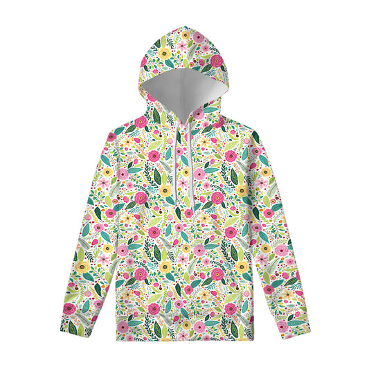 Girly Spring Flower Pattern Print Pullover Hoodie