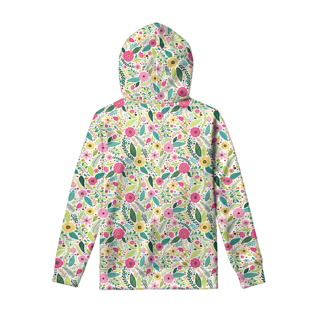 Girly Spring Flower Pattern Print Pullover Hoodie