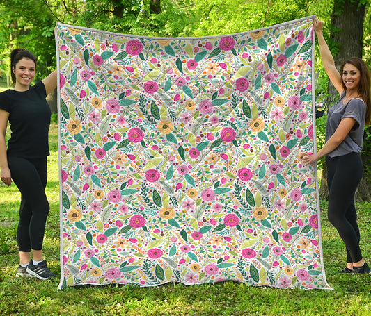Girly Spring Flower Pattern Print Quilt