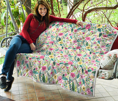Girly Spring Flower Pattern Print Quilt