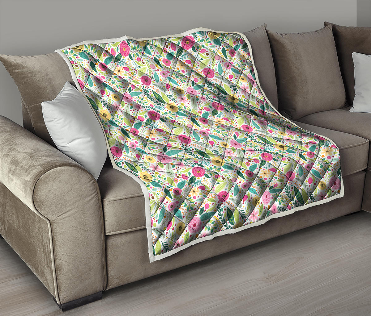 Girly Spring Flower Pattern Print Quilt