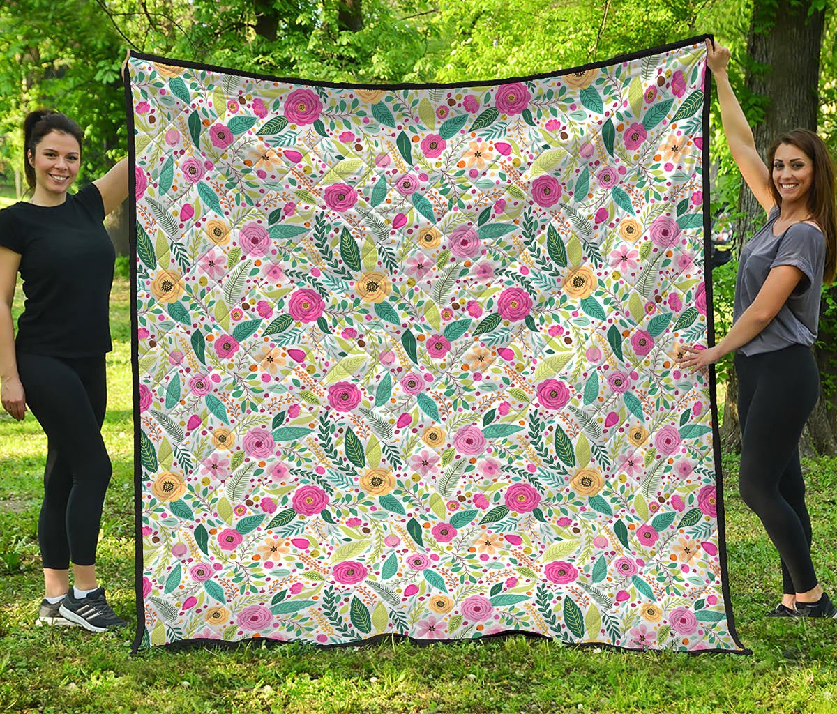 Girly Spring Flower Pattern Print Quilt
