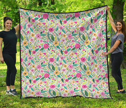 Girly Spring Flower Pattern Print Quilt
