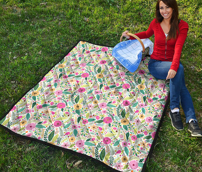 Girly Spring Flower Pattern Print Quilt