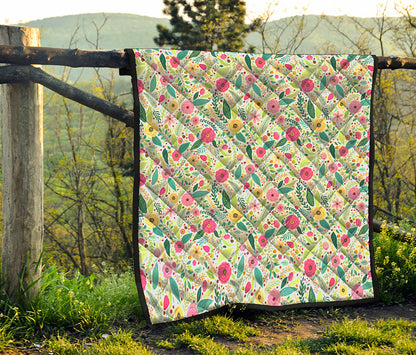 Girly Spring Flower Pattern Print Quilt