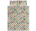 Girly Spring Flower Pattern Print Quilt Bed Set