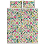 Girly Spring Flower Pattern Print Quilt Bed Set