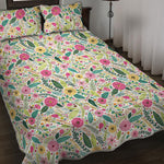 Girly Spring Flower Pattern Print Quilt Bed Set