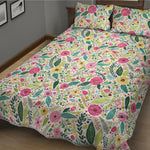 Girly Spring Flower Pattern Print Quilt Bed Set