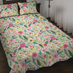 Girly Spring Flower Pattern Print Quilt Bed Set