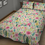 Girly Spring Flower Pattern Print Quilt Bed Set