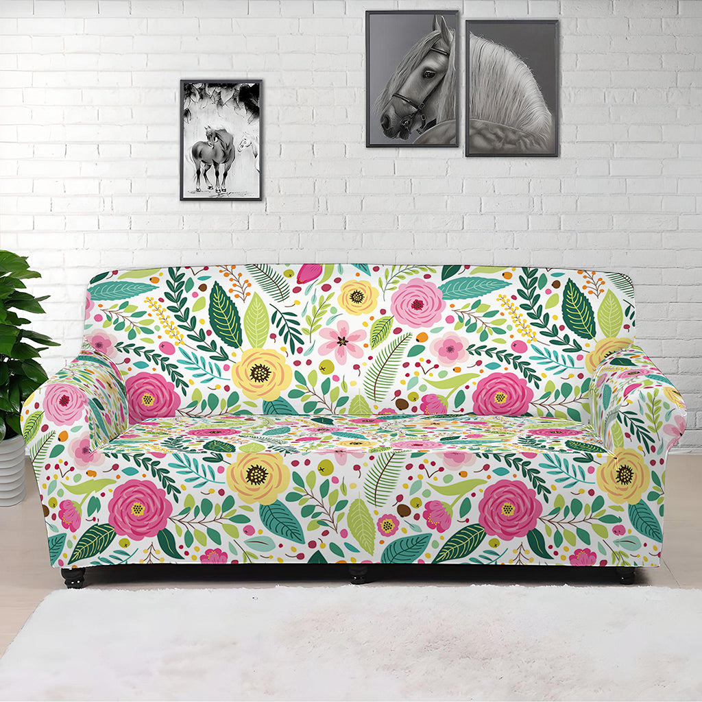 Girly Spring Flower Pattern Print Sofa Cover