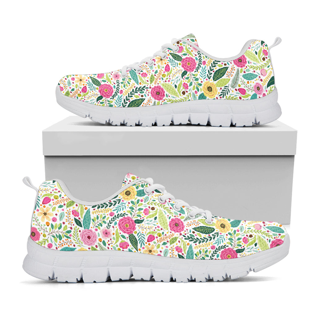 Girly Spring Flower Pattern Print White Sneakers