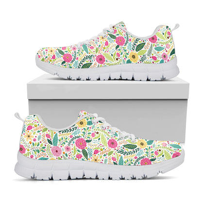 Girly Spring Flower Pattern Print White Sneakers