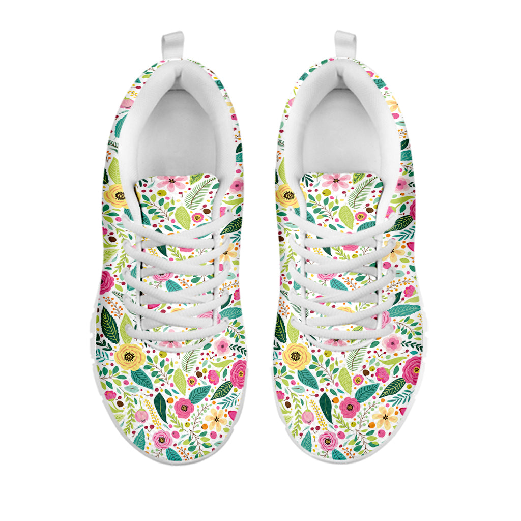Girly Spring Flower Pattern Print White Sneakers