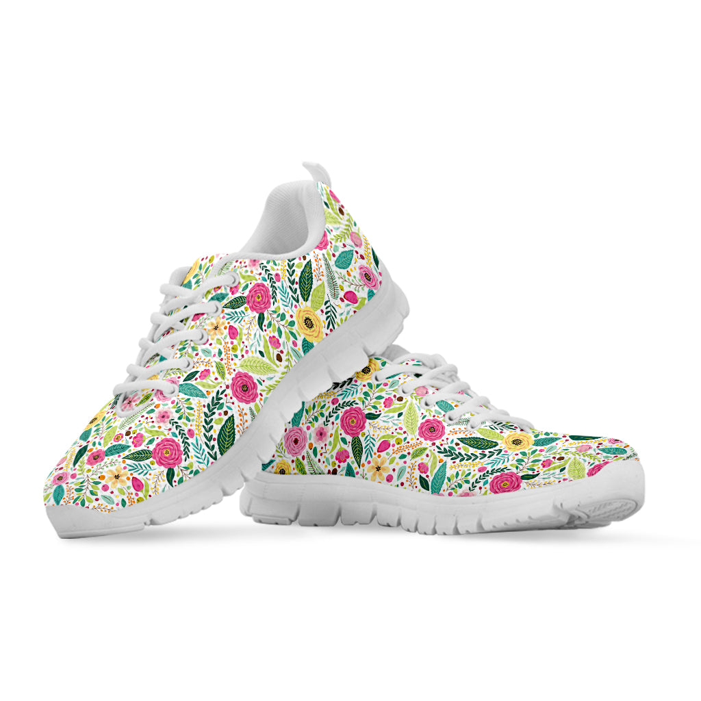Girly Spring Flower Pattern Print White Sneakers