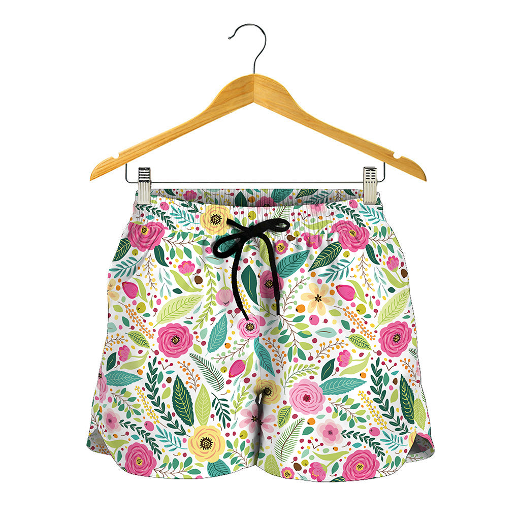 Girly Spring Flower Pattern Print Women's Shorts