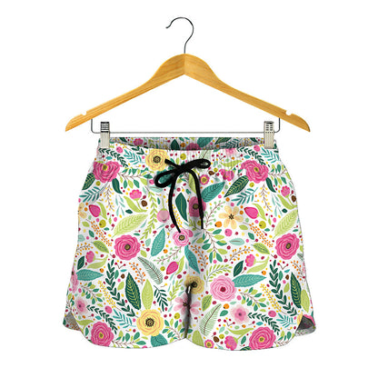 Girly Spring Flower Pattern Print Women's Shorts