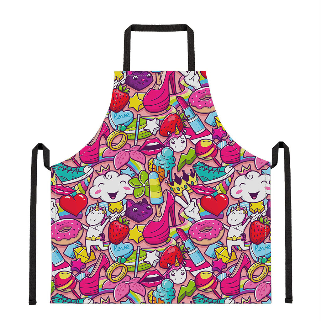 Girly Unicorn Cartoon Pattern Print Apron