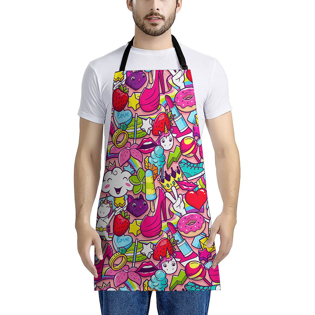 Girly Unicorn Cartoon Pattern Print Apron