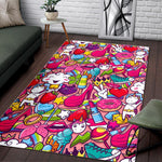 Girly Unicorn Cartoon Pattern Print Area Rug GearFrost